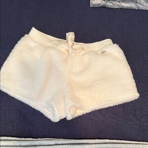 Gilly Hicks Cream Fuzzy Pajama Shorts